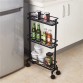 3 Layers Movable Gap Storage Rack Slim Slide Tower Assemble Bathroom Kitchen Shelf with Wheels Space Saving Organizer